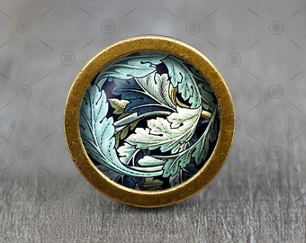 Cabochon en verre de William Morris, bronze