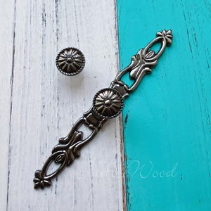 French Chic Handle Pull Knob Antique Bronze Pull Handle with Back Plate / Kitchen Cabinet Pull Handle Knob Furniture Hardware CP9076-2