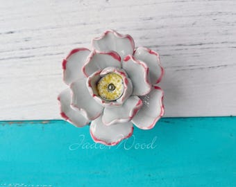 Keramische bloemknop: decoratieve ladetrekker - 74 mm WM1925