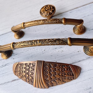 7.55&quot; 6.3&quot; 5&quot; 2.5&quot; Bronze Handle Dresser Cabinet Pull Knob / Vintage Handle Door Pull Dresser Knob Furniture Hardware WM151