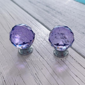 Purple Glass Crystal Knob Cabinet Knob /Dresser knobs cabinet Dresser Knob / Dresser Pull / Cabinet Knob / Furniture Knob WM573