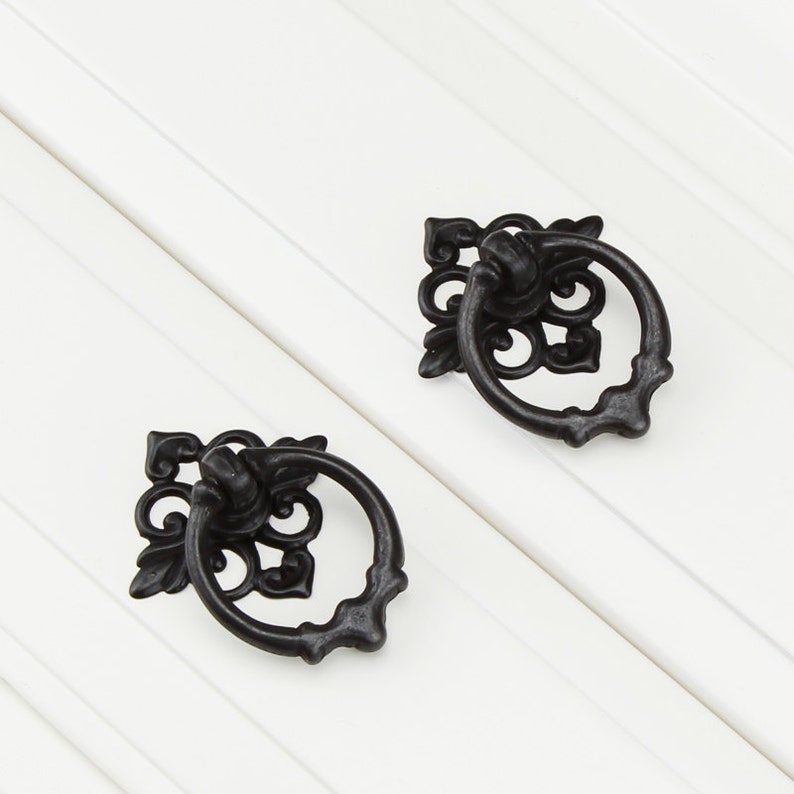 Black Drop Ring Pulls Handles / Handle Pull Knob Etsy