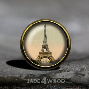 Puxador de armário com cabochão de vidro Torre Eiffel, puxador de cômoda, puxador de móveis