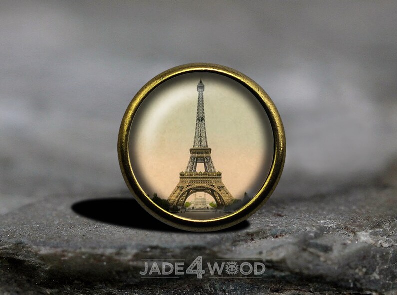 Eiffel Tower Glass Cabochon Cabinet Knob Dresser Knobs