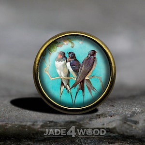 Bird Glass Cabochon Cabinet Knob Dresser Knob Dresser Pull Furniture Knob