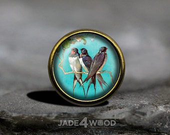 Bird Glass Cabochon Cabinet Knob Dresser Knob Dresser Pull Furniture Knob