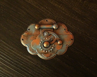 2pcs Vintage Patina Jewelry Box Hasp Catch Pull / jewelry box latch / small box hardware / Box Pull Lock FH039
