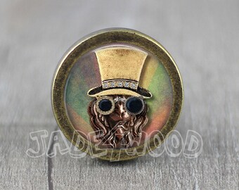 Steampunk Owl Photo Cabochon Vintage Bronze Dresser Knob Cabinet Pull Drawer Knob