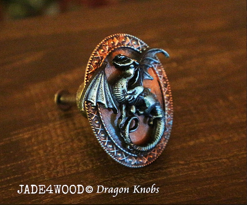 Patina Dragon Dresser Knobs Steampunk Dresser Knobs Etsy