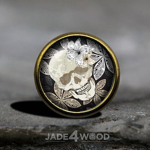 Gothic Skull Glass Cabochon Cabinet Knob Dresser Knob Dresser Pull Furniture Knob