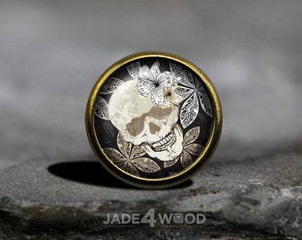 Gothic Skull Glass Cabochon Cabinet Knob Dresser Knob Dresser Pull Furniture Knob