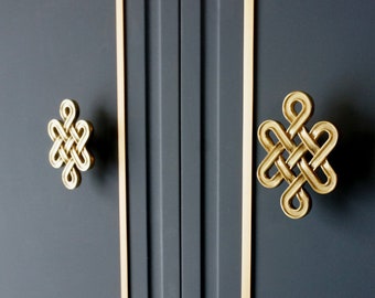 Chinese Knot Solid Brass Dresser Handle Pull Knob Pulls Handles / Kitchen Cabinet Pull Handle Knobs Furniture Hardware WM1348