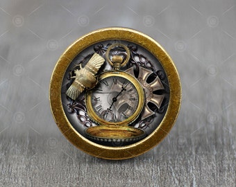 Steampunk Glass Cabochon Bronze cabinet Dresser Knob pull / Dresser Pull / Cabinet Knob / Furniture Knob