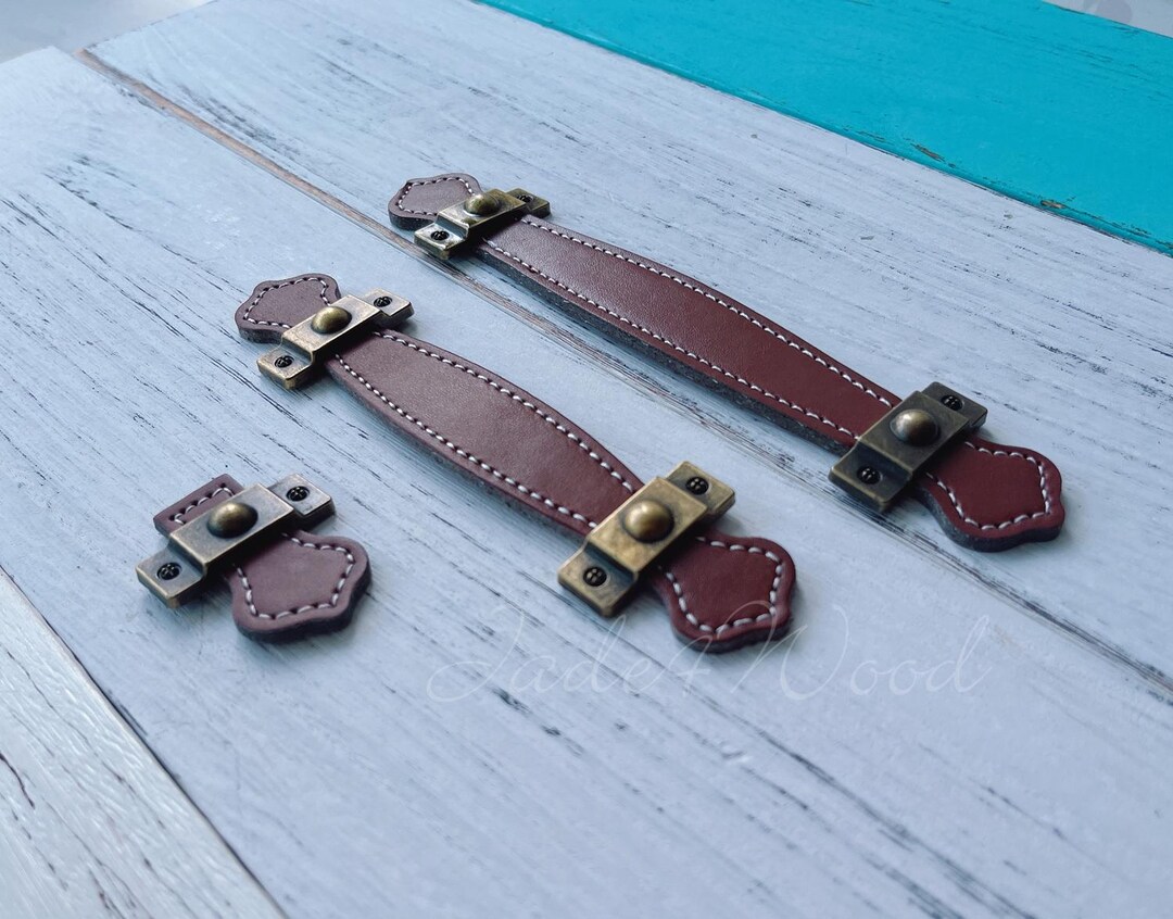 Brown Soft Leather Door Handles for Cabinet Wardrobe Cupboard Drawer ...