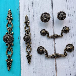 Franse shabby chic dressoir lade handvat/antiek brons keukenkast kruk knop meubelbeslag WM1651