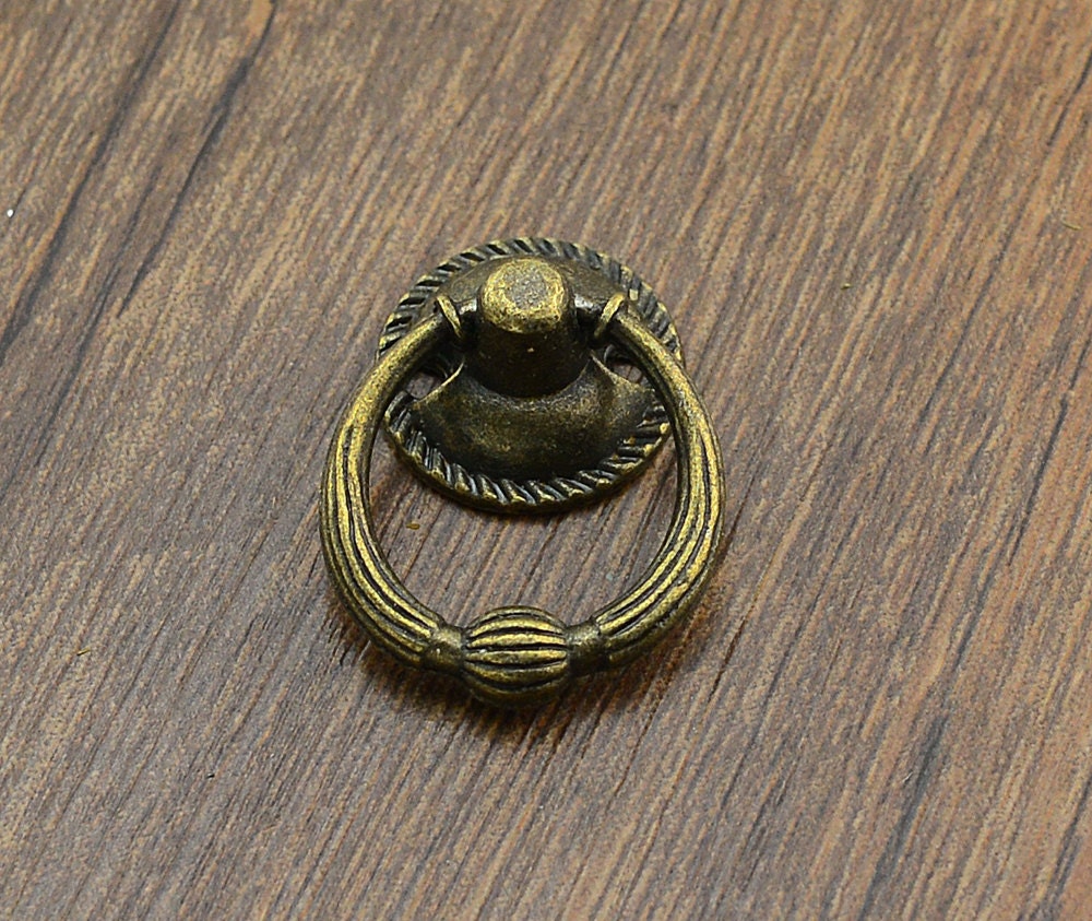 Antique Bronze Drop Ring Pulls Handles / Small Handle Etsy UK
