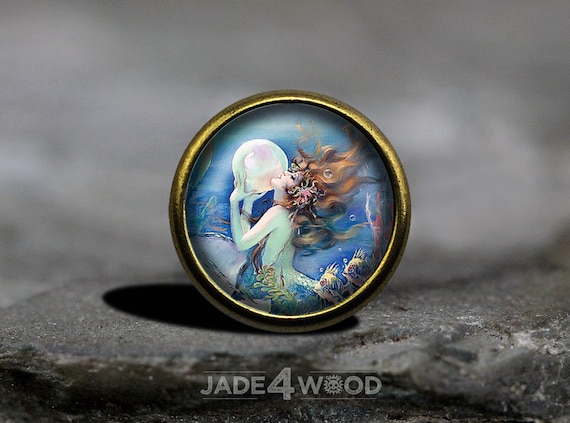 mermaid knobs for dresser Mermaid Glass Cabochon Cabinet Knob Dresser Knob Dresser Pull Furniture Knob