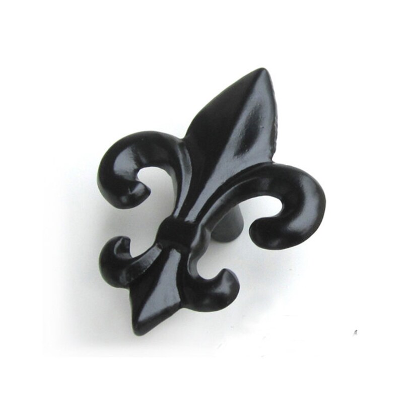 FLEUR DE LIS Black Handle Pull Knob Pulls Handles / Etsy