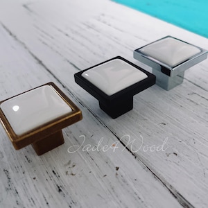 Square Ceramic Dresser Pull Drawer Handle Knob Porcelain / Cabinet Door Pull konbs / Furniture Hardware Ceramic Dresser handle WM1119