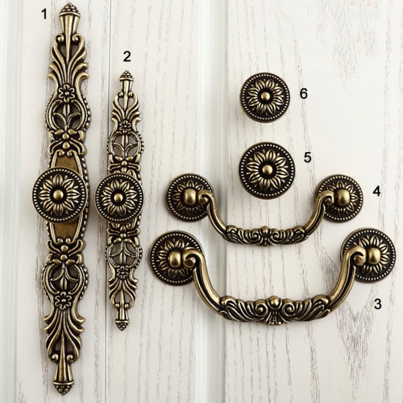 French Chic Handle Pull Knob Pulls Handles With Back Plate / Etsy