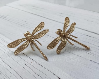 Dragonfly Solid Brass Dresser Handle Pull Knob Pull Handle / Kitchen Cabinet Pull Handle Knob Furniture Hardware WM1722