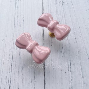 A piece Pink Bow Ceramic Knob Drawer Knob Dresser Knob Porcelain  Knob Pull Handle Furniture Hardware WM1854
