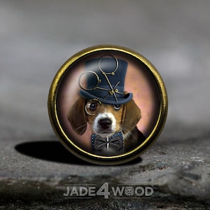 Steampunk Dog Glass Cabochon Cabinet Knob Dresser Knob Dresser Pull Furniture Knob