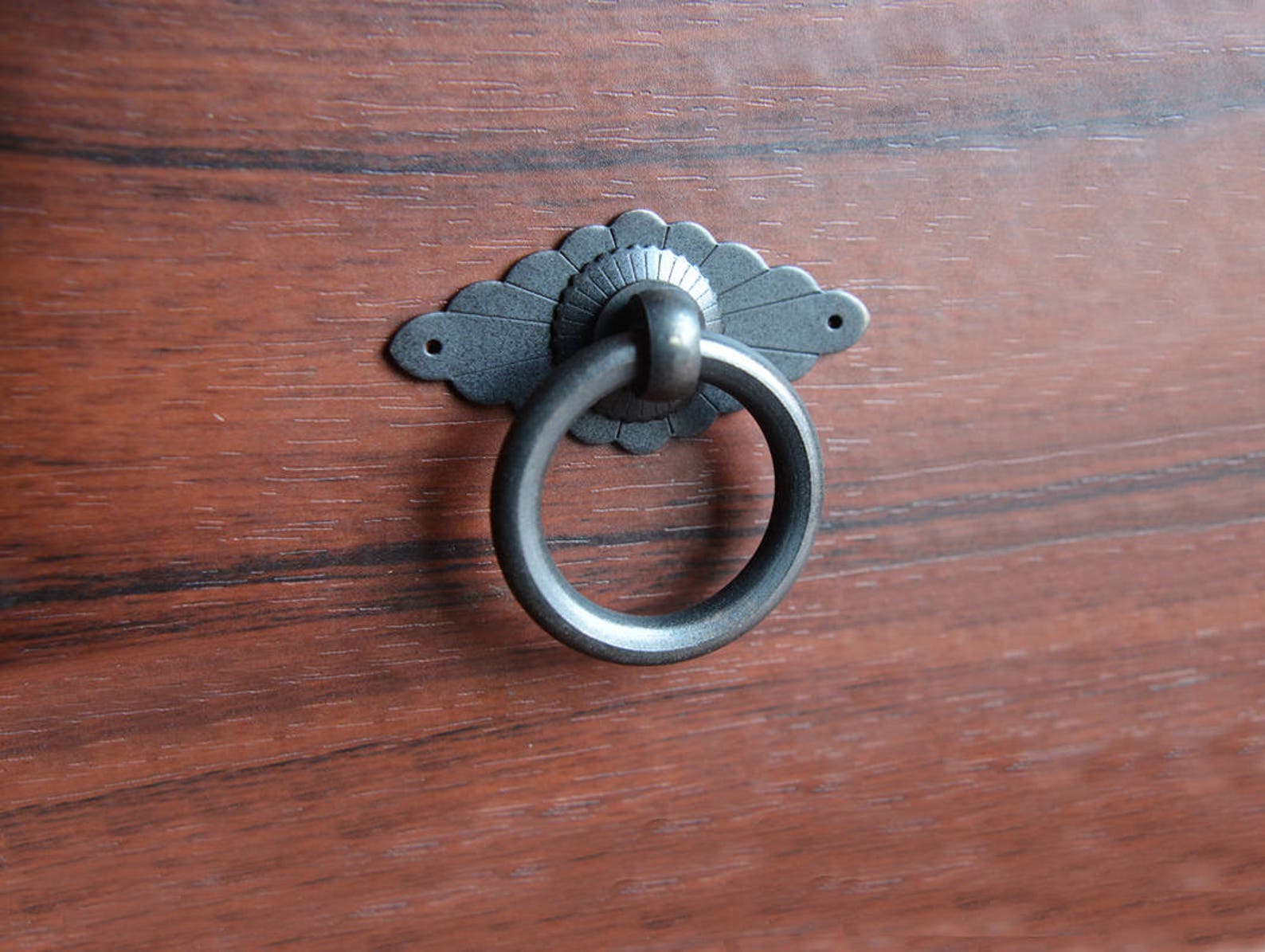 Vintage Drop Ring Pull Backplate Pulls Handles Drawer Pull Etsy