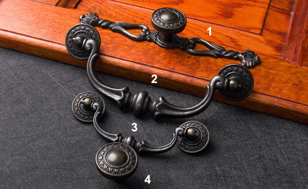 French Chic Handle Pull Knob Black Pulls Handles With Back Plate