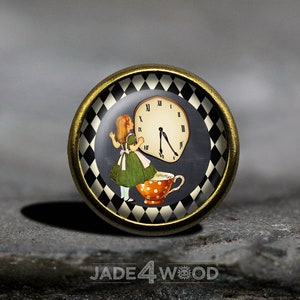 Alice in Wonderland Glass Cabochon Cabinet Knob Dresser Knob Dresser Pull Furniture Knob
