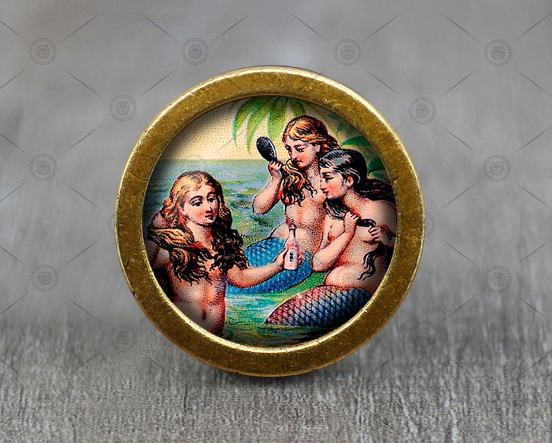 Victoria Mermaid Glass Cabochon Bronze cabinet Dresser Knobs pull Dresser Pull Cabinet Knobs Furniture Knobs