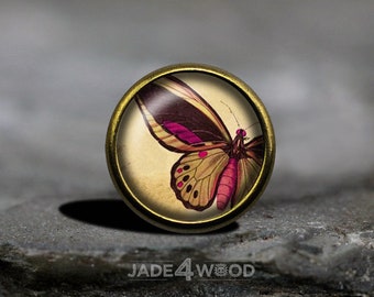 Butterfly Glass Cabochon Cabinet Knob Dresser Knob Dresser Pull Furniture Knob