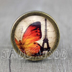 Love in Paris Glass Cabochon Bronze cabinet Dresser Knob pull / Dresser Pull / Cabinet Knob / Furniture Knob