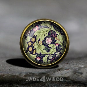 William MORRIS Glass Cabochon Cabinet Knob Dresser Knob Dresser Pull Furniture Knob