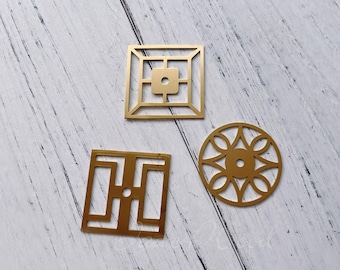 Solid Brass Back Plate for Knob Geometric Decoration Back Plate Dresser Handle Base WM23-141