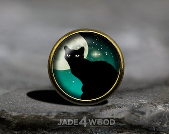 Cabochon en verre chat, bouton de meuble pour commode bouton de meuble pour commode