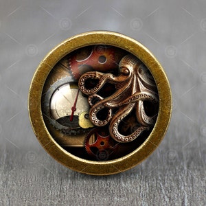 Steampunk Octopus Glass Cabochon Bronze cabinet Dresser Knobs pull / Dresser Pull / Cabinet Knobs / Furniture Knobs