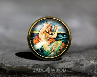 Meerjungfrau Glas Cabochon Möbel Knauf Dresser Knob Dresser Pull Möbelknauf