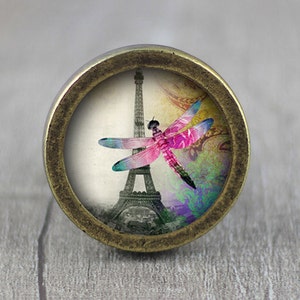 Dragonfly Eiffel Tower Cabinet Dresser Knobs pull / Dresser Pull / Cabinet Knobs / Furniture Knobs image 1