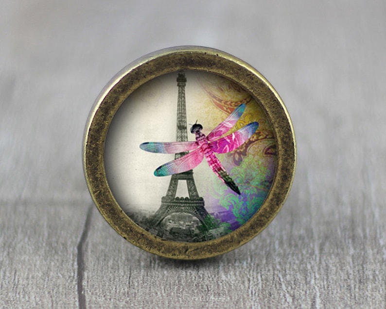 Dragonfly Eiffel Tower Cabinet Dresser Knobs Pull