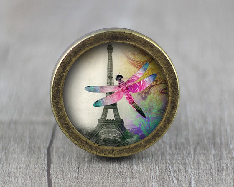 Dragonfly Eiffel Tower Cabinet Dresser Knobs pull / Dresser Pull / Cabinet Knobs / Furniture Knobs image 1