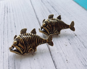 Sea Fish Brass Dresser Handle Pull Knob Pull Handle / Kitchen Cabinet Pull Handle Knob Furniture Hardware WM1866