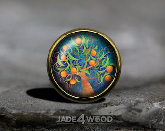 Tree of Life Glass Cabochon Cabinet Knob: Zinc Alloy Dresser Pull