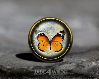 Butterfly Glass Cabochon Cabinet Knob Dresser Knob Dresser Pull Furniture Knob