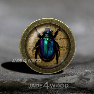 Ladybug Glass Cabochon Bronze cabinet Dresser Knob pull / Dresser Pull / Cabinet Knob / Furniture Knob