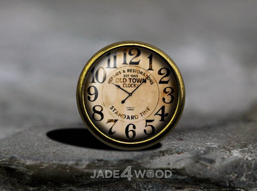 Vintage Clock Glass Cabochon Cabinet Knob Dresser Knob Dresser Pull ...