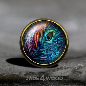 Feather Glass Cabochon Cabinet Knob Dresser Knob Dresser Pull Furniture Knob