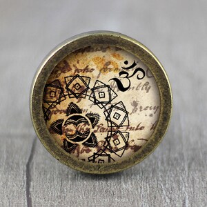 ZEN Glass Cabochon Bronze cabinet Dresser Knob pull / Dresser Pull / Cabinet Knob / Furniture Knob
