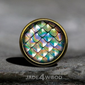 Mermaid Scale Glass Cabochon Cabinet Knob Dresser Knob Dresser Pull Furniture Knob