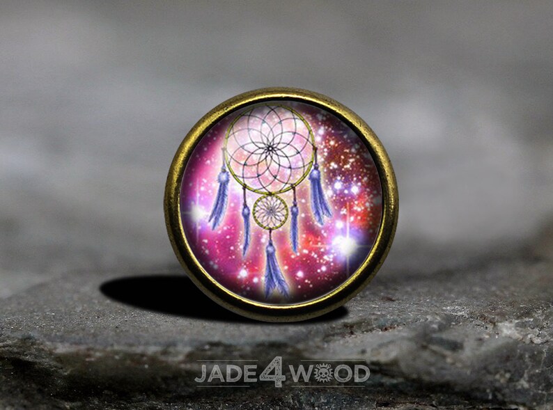 PINK DREAM CATCHER Glass Cabochon Cabinet Knob Dresser Knobs Dresser Pull Furniture Knobs